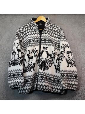 Mulberry Street Jacket Deer Fleece Men Large RN 49469 Vtg